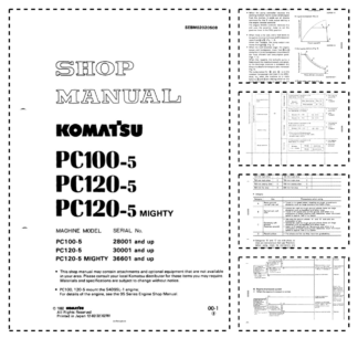 Komatsu PC100-5 PC120-5 PC120-5 MIGHTY Excavator Workshop Manual SN 28001 300001 36601 and UP