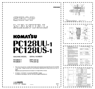 Komatsu PC128UU-1 PC128US-1 Excavator Workshop Manual SN 2347 1715 and UP