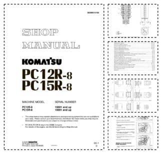 Komatsu PC12R-8 PC15R-8 Excavator Workshop Manual SN 10001 and UP