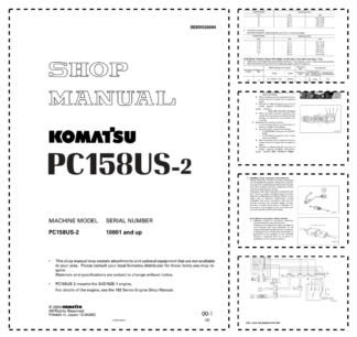 Komatsu PC158US-2 Excavator Workshop Manual SN 10001 and UP