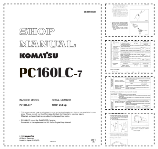 Komatsu PC160LC-7 Excavator Workshop Manual SN 10001 and UP SEBM028601