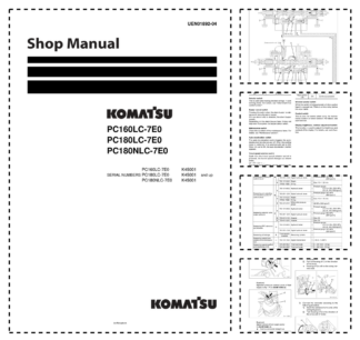 Komatsu PC160LC-7E0 PC180LC-7E0 PC180NLC-7E0 Excavator Workshop Manual SN K45001 and UP