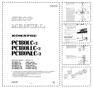 Komatsu PC180LC-3 LLC-3 NLC-3 Excavator Workshop Manual SN 1001 K10001 and UP