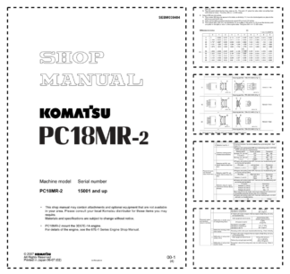 Komatsu PC18MR-2 Excavator Workshop Manual SN 10001 and UP