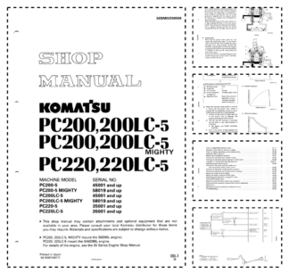 Komatsu PC200 220LC-5 MIGHTY Excavator Workshop Manual SN 45001 58019 35001 and UP