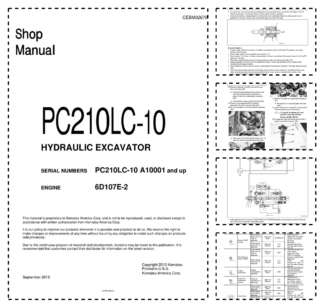 Komatsu PC210LC-10 Excavator Workshop Manual SN A10001 and UP