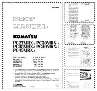 Komatsu PC27 30 35 40 45MRX-1 Excavator Workshop Manual SN 11574 10001 3930 1001 and UP