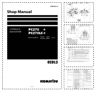Komatsu PC270-8 PC270LC-8 Excavator Workshop Manual SN 20001 and UP