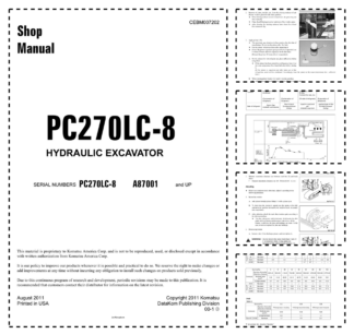 Komatsu PC270LC-8 Excavator Workshop Manual SN A87001 and UP