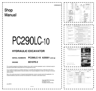 Komatsu PC290LC-10 Excavator Workshop Manual SN A25001 and UP