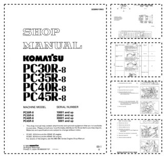 Komatsu PC30 35 40 45R-8 Excavator Workshop Manual SN 100001 35001 5001 and UP