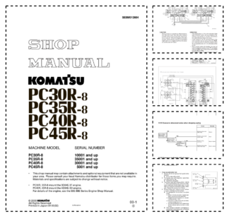 Komatsu PC30 35 40 45R-8 Excavator Workshop Manual SN 10001 35001 30001 5001 and UP