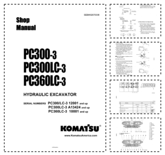 Komatsu PC300-3 PC300LC-3 PC360LC-3 Excavator Workshop Manual SN 12001 A13424 10001 and UP