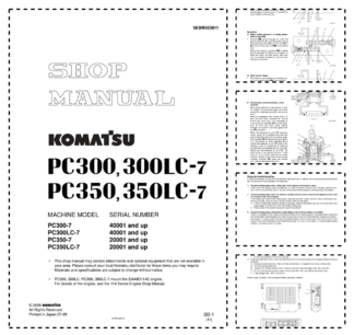 Komatsu PC300 300LC-7 PC350 350LC-7 Excavator Workshop Manual SN 40001 20001 and UP