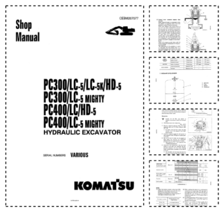 Komatsu PC300 400 LC LC-5 LC-5K HD-5 Mighty Excavator Workshop Manual