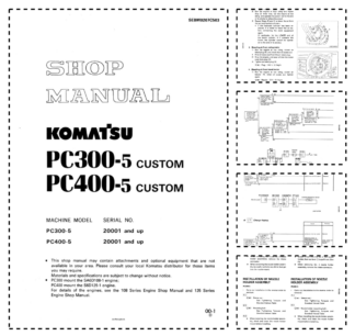 Komatsu PC300-5 PC400-5 Custom Excavator Workshop Manual SN 20001 and UP