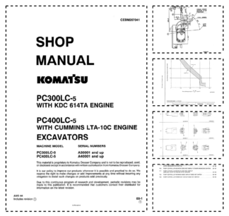 Komatsu PC300LC-5 PC400LC-5 Excavator Workshop Manual SN A30001 A40001 and UP