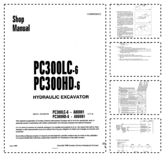 Komatsu PC300LC-6 PC300HD-6 Excavator Workshop Manual SN A80001 and UP CEBM30006C2
