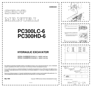 Komatsu PC300LC-6 PC300HD-6 Excavator Workshop Manual SN A83001 and UP