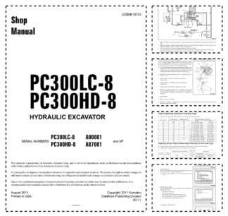 Komatsu PC300LC-8 PC300HD-8 Excavator Workshop Manual SN A90001 A87001 and UP