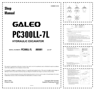 Komatsu PC300LL-L Excavator Workshop Manual SN A85001 and UP