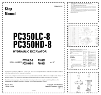 Komatsu PC350LC-8 HD-8 Excavator Workshop Manual SN A10001 A00001 and UP
