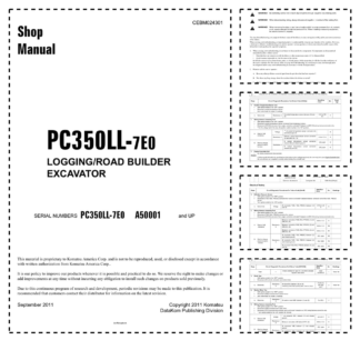 Komatsu PC350LL-7E0 Excavator Workshop Manual SN A50001 and UP