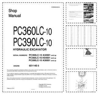 Komatsu PC360LC-10 PC390LC-10 Excavator Workshop Manual SN A32001 K64001 A30001 and UP