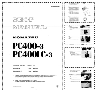 Komatsu PC400-3 PC400LC-3 Excavator Workshop Manual SN 11001 and UP