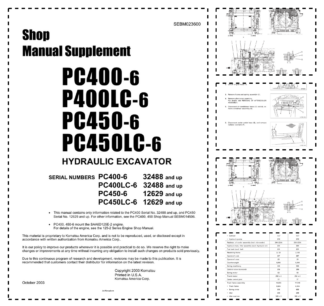 Komatsu PC400-6 P400LC-6 PC450-6 PC450LC-6 Excavator Workshop Manual SN 32488 12629 and UP