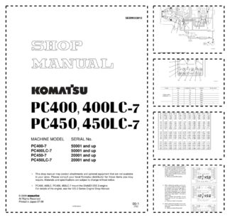 Komatsu PC400 PC450 LC-7 Excavator Workshop Manual SN 50001 20001 and UP