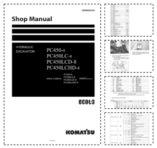 Komatsu PC450-8 PC450LC-8 PC450LCD-8 PC450LCHD-8 Excavator Workshop Manual SN K50001 and UP