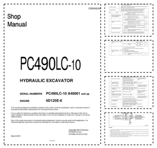 Komatsu PC490LC-10 Excavator Workshop Manual SN A40001 and UP