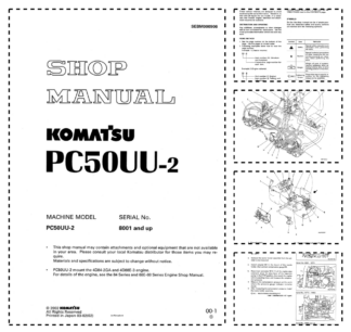 Komatsu PC50UU-2 Excavator Workshop Manual SN 8001 and UP