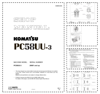 Komatsu PC58UU-3 Excavator Workshop Manual SN 20001 and UP