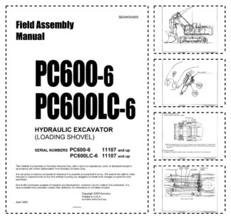 Komatsu PC600-6 PC600LC-6 Excavator Workshop Manual SN 11107 and UP