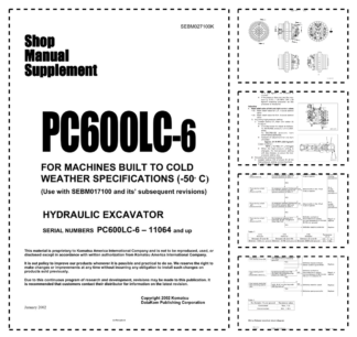 Komatsu PC600LC-6 Excavator Workshop Manual SN 11064 and UP