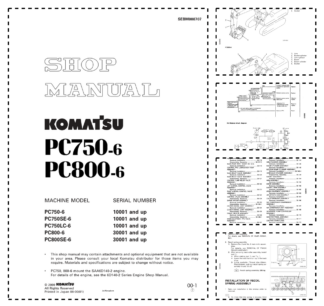 Komatsu PC750-6 PC800-6 Excavator Workshop Manual SN 10001 30001 and UP