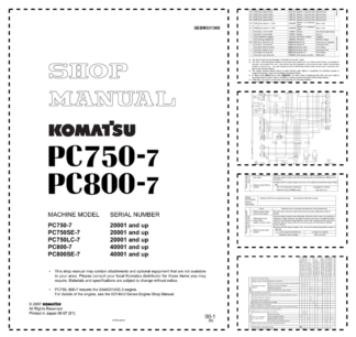Komatsu PC750-6 SE-6 LC-6 PC800-6 SE-6  Excavator Workshop Manual SN 20001 40001 and UP