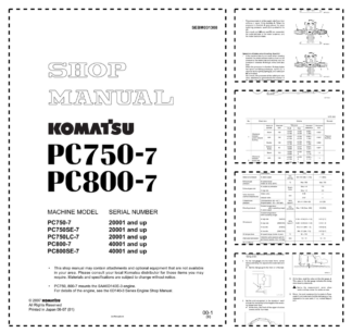 Komatsu PC750-7 SE-7 LC-7 PC800-7 SE-7 Excavator Workshop Manual SN 20001 40001 and UP SEBM031308