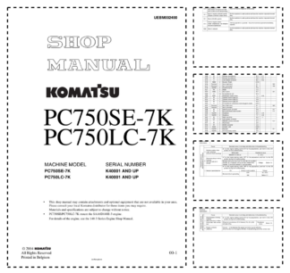 Komatsu PC750SE-7K PC750LC-7K Excavator Workshop Manual SN K40001 and UP