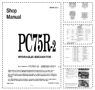 Komatsu PC75R-2 Excavator Workshop Manual SN 22E5200001 and UP
