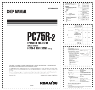 Komatsu PC75R-2 Excavator Workshop Manual SN 22E5200763 and UP