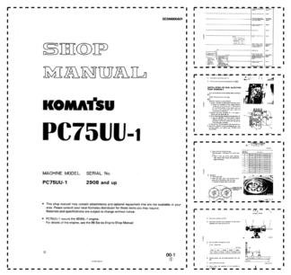 Komatsu PC75UU-1 Excavator Workshop Manual SN 2908 and UP