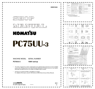 Komatsu PC75UU-3 Excavator Workshop Manual SN 15001 and UP