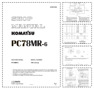 Komatsu PC78MR-6 Excavator Workshop Manual SN 1001 and UP