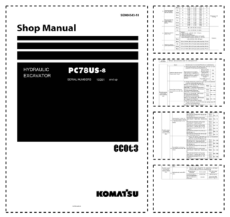 Komatsu PC78US-8 Excavator Workshop Manual SN 15001 and UP