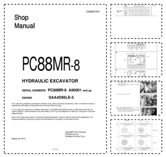 Komatsu PC88MR-8 Excavator Workshop Manual SN A90001 and UP