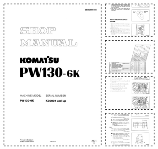 Komatsu PW130-6K Wheeled Excavator Workshop Manual SN K30001 and UP