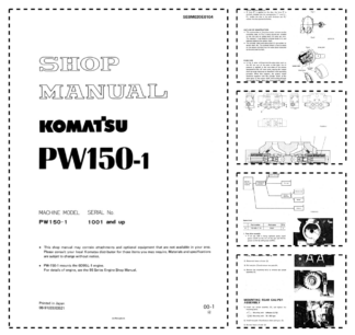 Komatsu PW150-1 Wheeled Excavator Workshop Manual SN 1001 and UP
